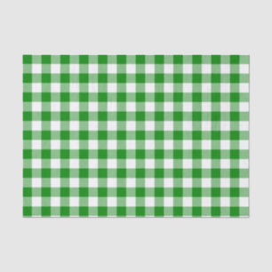 Green and White Check Plaid Tissue Paper