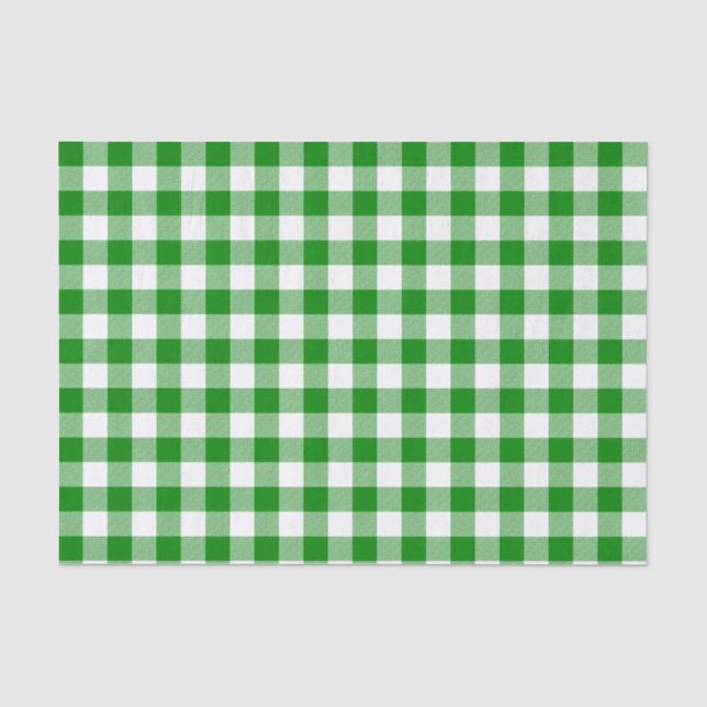 Green and White Check Plaid Tissue Paper (Front)