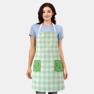 Green and White Checks Apron