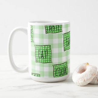 Green and White Checks Coffee Mug