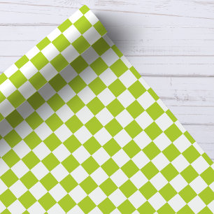 Green and White Chequerboard Pattern Wrapping Paper