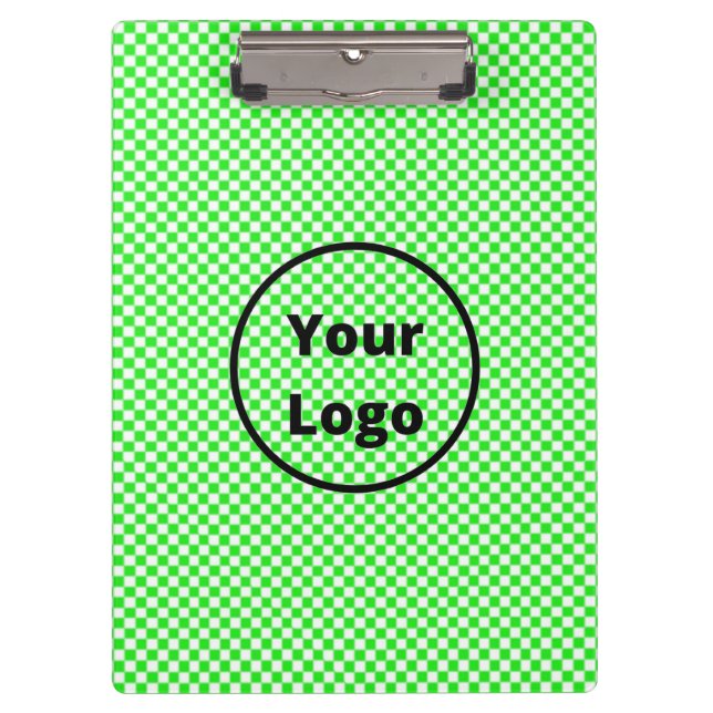 Green and white chequered board pattern clipboard (Front)