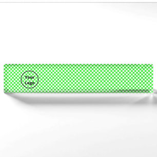 Green and white chequered board pattern nameplate