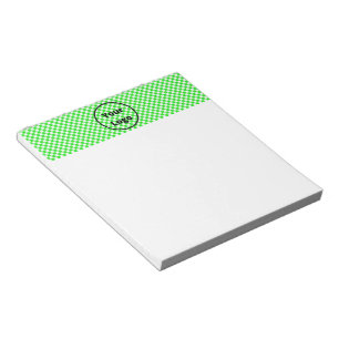 Green and white chequered board pattern notepad