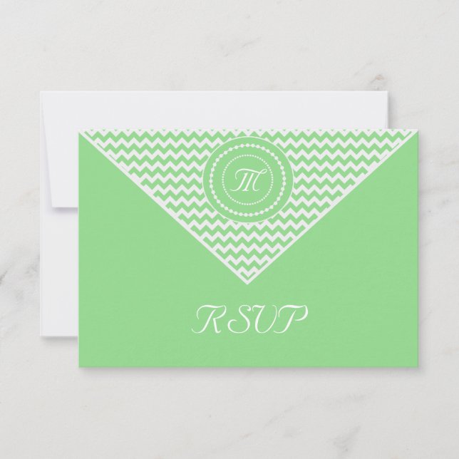 Green and White Chevron RSVP Card (Front)