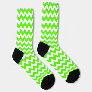 Green and white chevron stripes socks