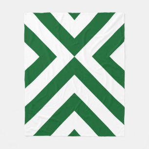 Green and White Chevrons Fleece Blanket