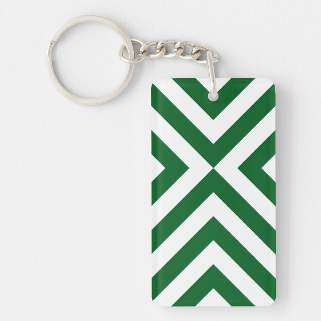 Green and White Chevrons Key Ring (Front)