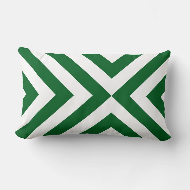 Green and White Chevrons Lumbar Cushion (Front)