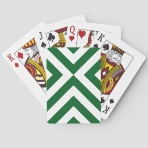 Green and White Chevrons Playing Cards