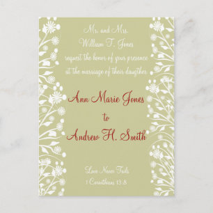 Green and White Christian Wedding Invitation Postcard
