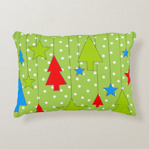 Green and White Christmas  Decorative Cushion