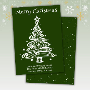 Green and White Christmas Holiday Card