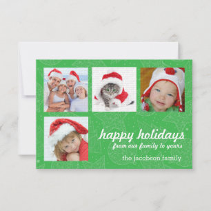Green and White Christmas Holiday Photo Cards