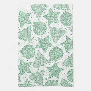 Green and White Christmas Kitchen Towels