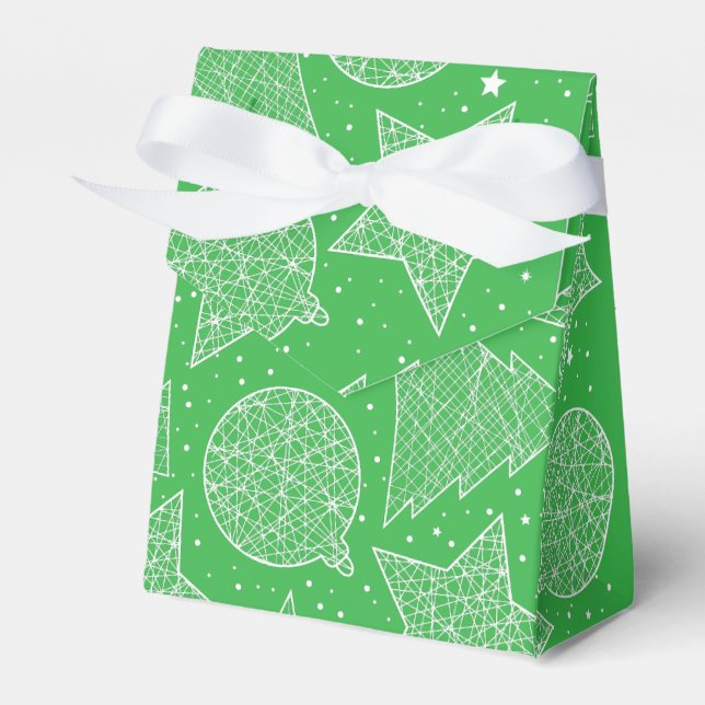 Green and White Christmas Pattern Gift Box (Front Side)
