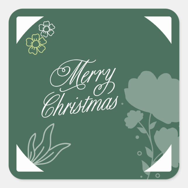 Green and White Christmas Sticker (Front)