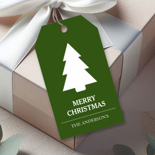 Green and White Christmas Tree Gift Tags