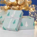 Green and White Christmas Tree Modern Christmas Wrapping Paper<br><div class="desc">Wrap your holiday gifts in style with this modern and chic Christmas wrapping paper. Featuring a soft beige background, it is adorned with an adorable pattern of mint green and white Christmas trees, creating a look that is both festive and refreshing. The gentle tones of mint green bring a fresh...</div>