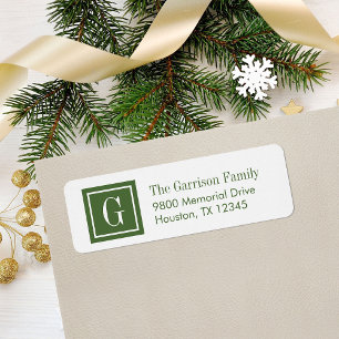 Green and White Classic Square Monogram