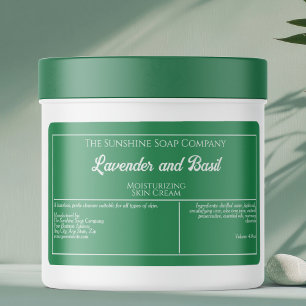 Green and white cosmetics jar label
