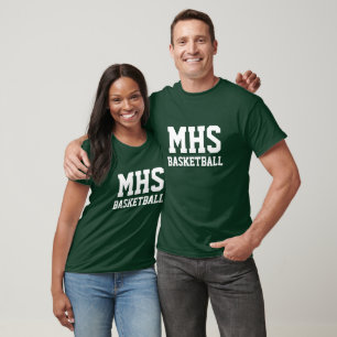 Green and White Custom Basketball Team Spirit T-Shirt