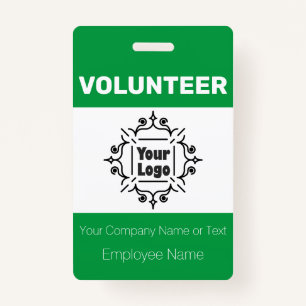 Green and White Custom Logo Volunteer Worker ID ID Badge