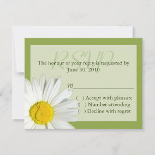 Green and White Daisy Wedding Invitation RSVP Card