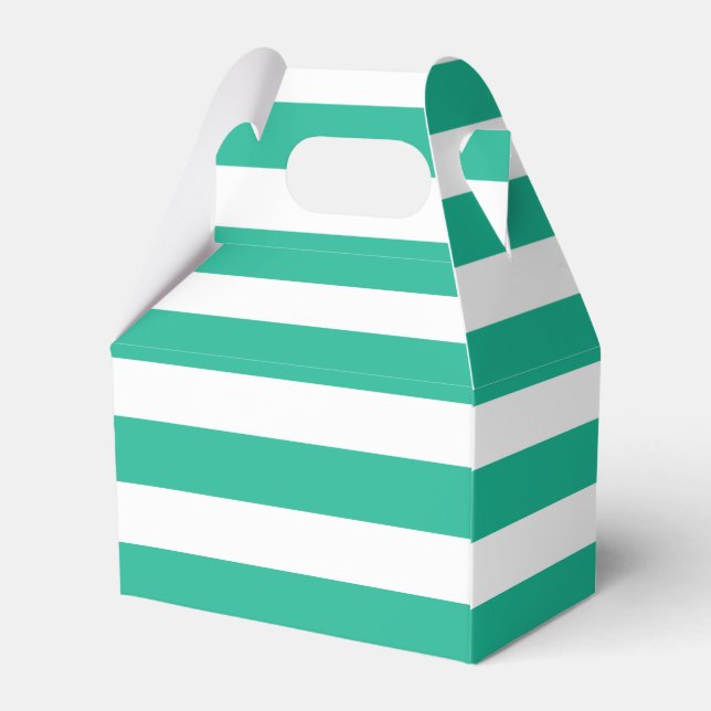 Green and White Deckchair Stripes Favour Box (Back Side)