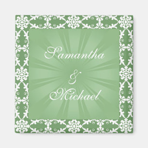Green and white design magnet