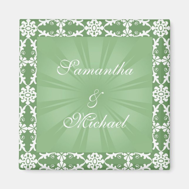 Green and white design magnet (Front)