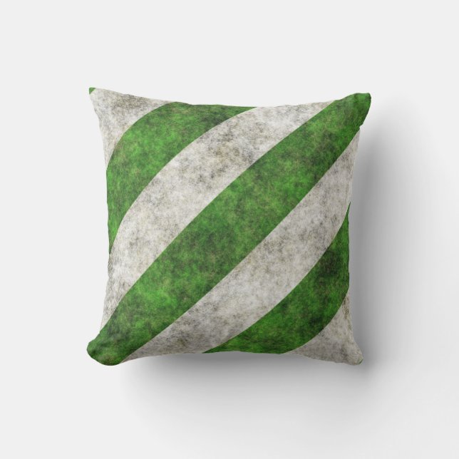 Green and White Diagonal Stripe Cushion (Front)