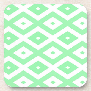 Green and white diamond pattern coaster