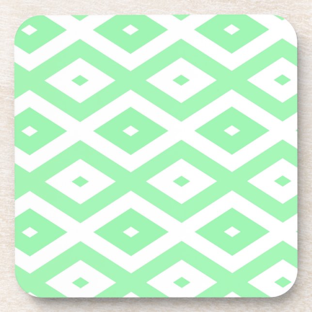 Green and white diamond pattern coaster (Front)