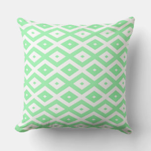 Green and white diamond pattern cushion