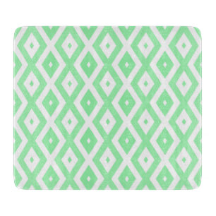 Green and white diamond pattern cutting board
