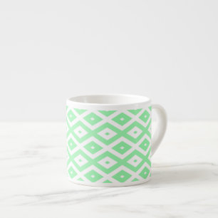Green and white diamond pattern espresso cup