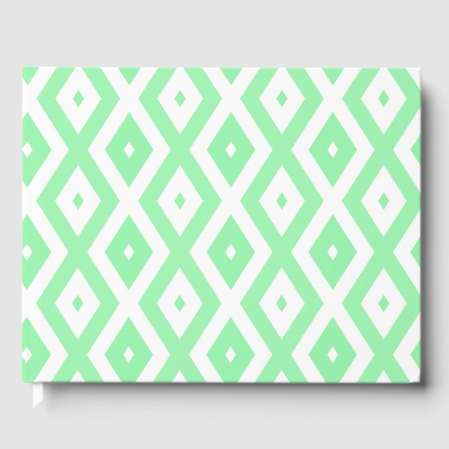Green and white diamond pattern guest book (Front)
