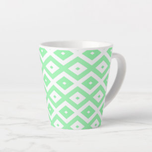 Green and white diamond pattern latte mug