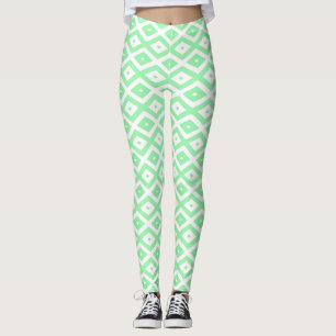 Green and white diamond pattern leggings