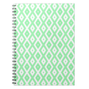 Green and white diamond pattern notebook