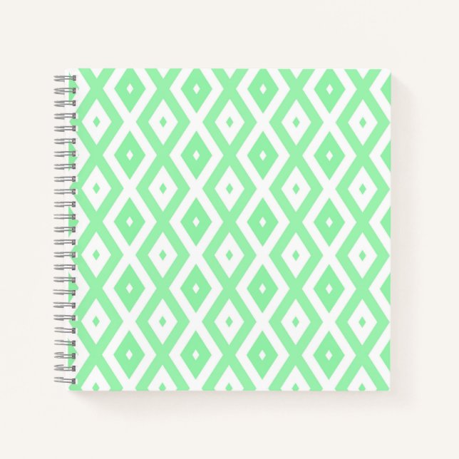 Green and white diamond pattern notebook (Front)