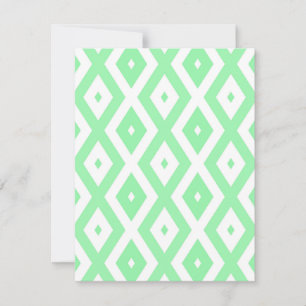 Green and white diamond pattern RSVP card