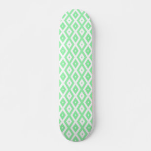 Green and white diamond pattern skateboard