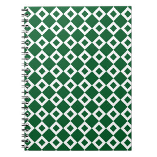 Green and White Diamond Pattern Spiral Notebook