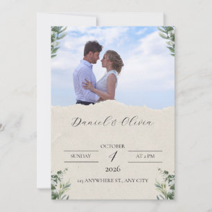 Green and White Elegant Wedding Invitation