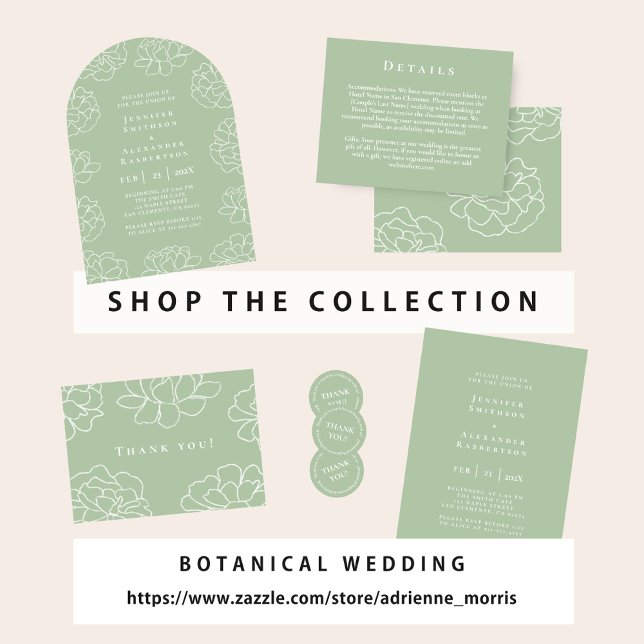 Green and White Elegant Wedding Invitation (Creator Uploaded)