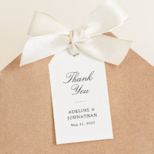 Green and White Elegant Wedding Thank You Gift Tags