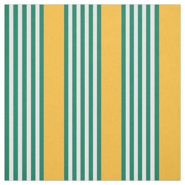 Green and white five stripe pattern with yellow fabric (Swatch)