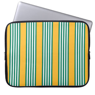 Green and white five stripe pattern with yellow laptop sleeve